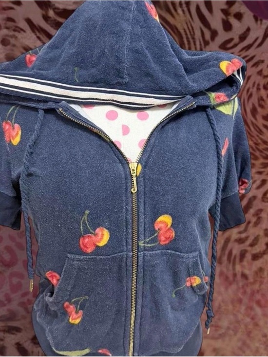 Juicy Couture Jackets & Blazers - Juicy Couture Navy Hoodie with Pink Logo Patch